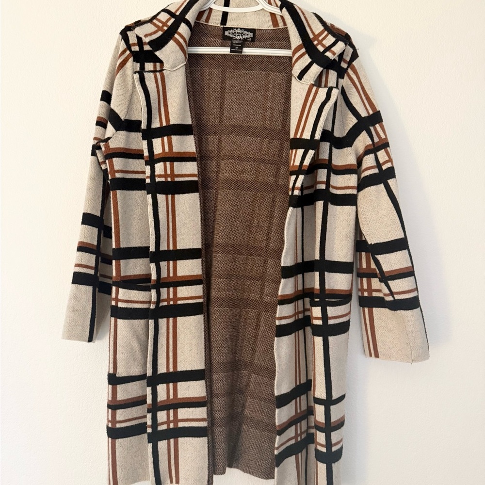 Plaid Open-Front Blazer Coat - Picture 2 of 4